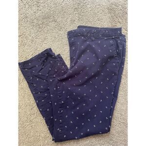 Tommy Hilfiger Womens Straight Leg Boat Anchor Navy and White Size 16 Pants
